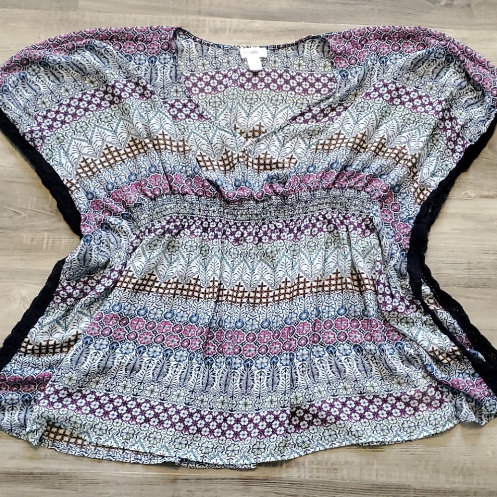 Motherhood Large Sheer multi color blouse